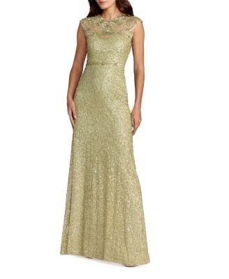 Mac Duggal Embellished High Neck Cap Sleeve Gown
