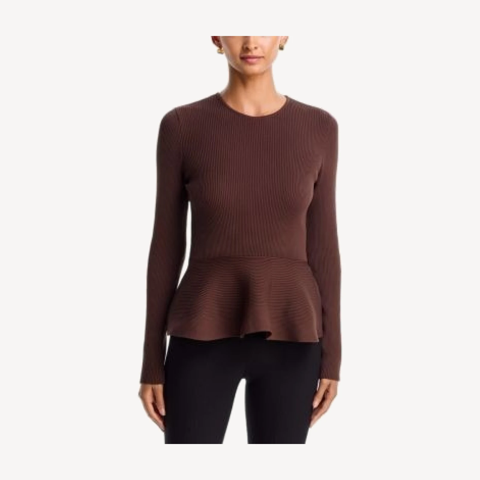 Aqua Ribbed Peplum Hem Top - Exclusive
