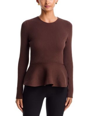 Aqua Ribbed Peplum Hem Top - Exclusive