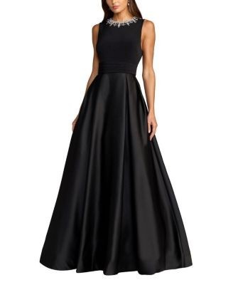 Mac Duggal Petite Embellished High Neck Sleeveless A Line Gown