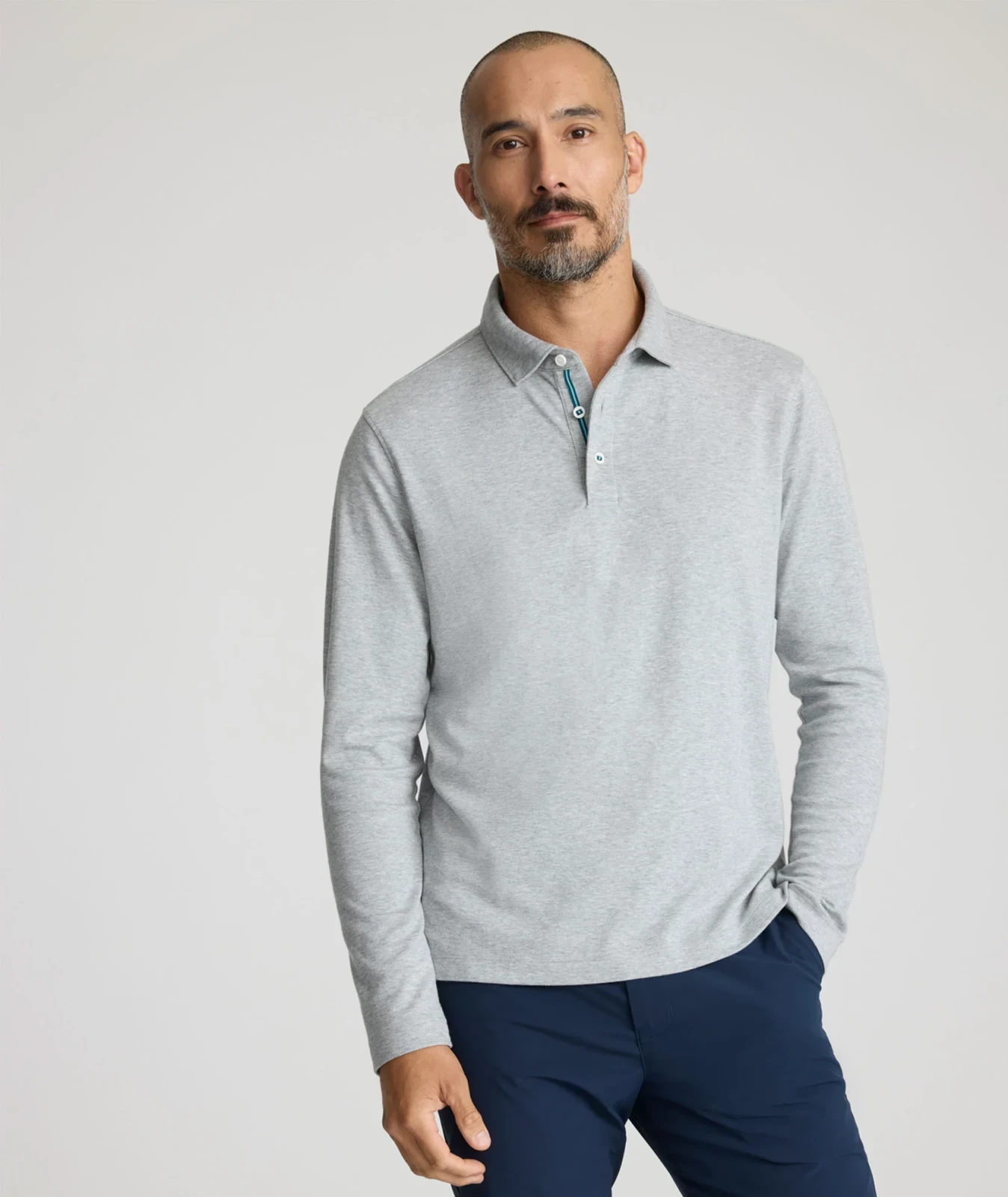 Wrinkle-Free Damaschino Long-Sleeve Polo