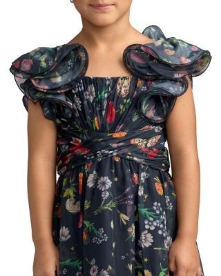Mac Duggal Girls' Ruffle Shoulder Chiffon Gown - Little Kid, Big Kid