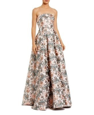 Mac Duggal Petite Strapless Floral Brocade Ball Gown