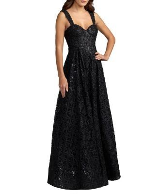 Mac Duggal Sleeveless Sweetheart Floral Tulle A Line Gown