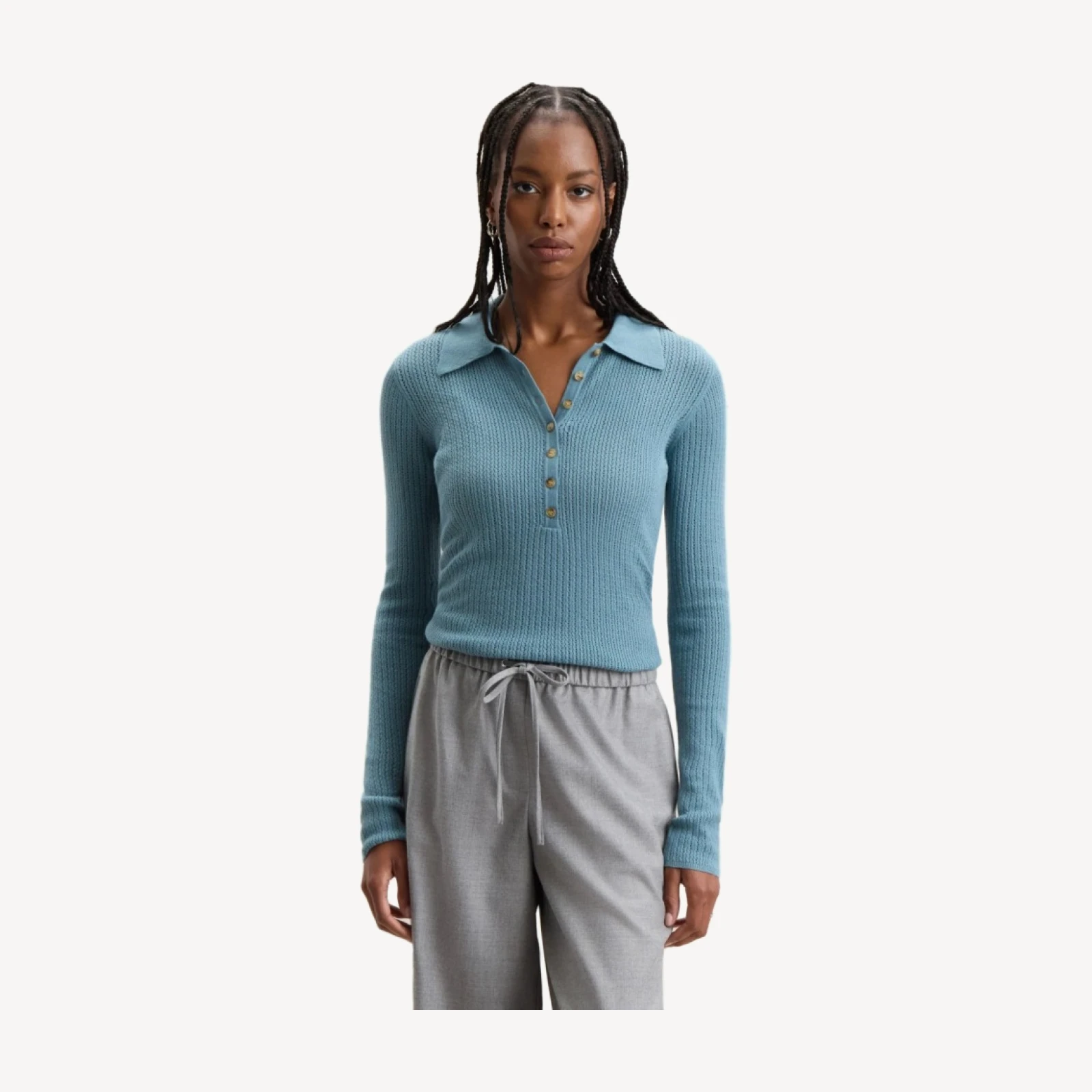 MICRO CABLE-KNIT SWEATER