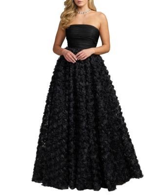 Mac Duggal Strapless 3D Rosette Ball Gown