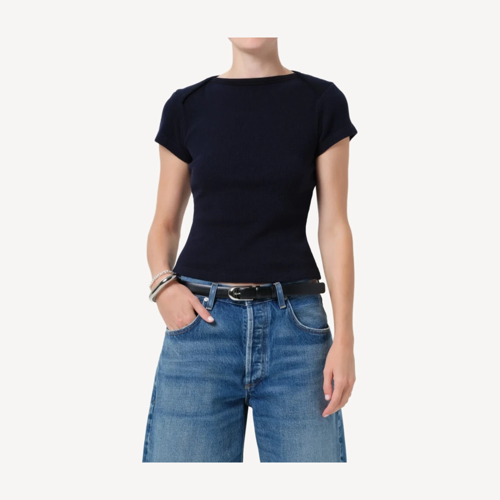 Baby Waffle Tee in Navy
