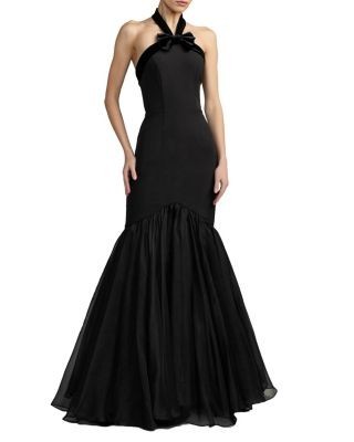 Mac Duggal Halter Mermaid Gown With Bow