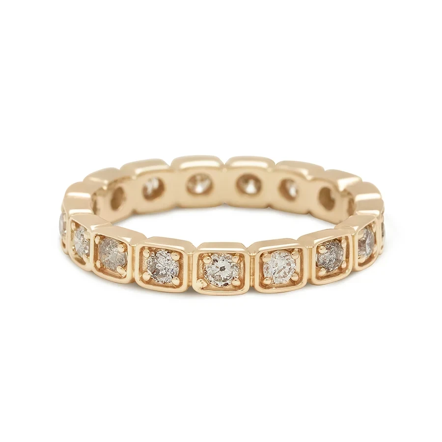 Wheat Eternity Band (3mm) - 14k Gold & Grey Diamonds
