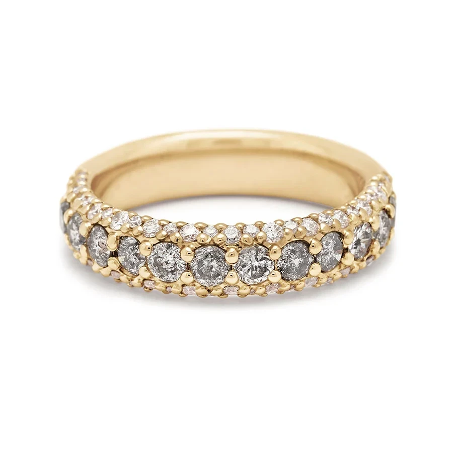 Celestine Half Eternity Pavé Band - 14k Gold & Grey Diamonds