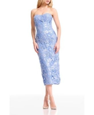 Dress the Population Shailene Strapless Sweetheart Lace Midi Dress