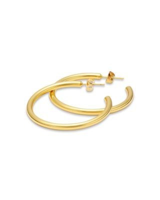 Aqua Large Tubular C Hoop Earrings - Exclusive