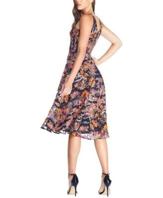 Dress the Population Elisa Floral Sequin V-Neck Midi Dress