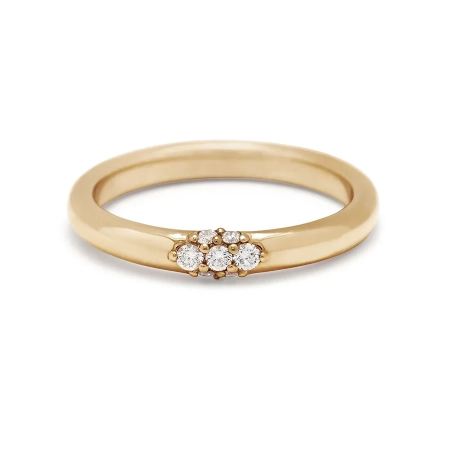 Single Cluster Celestine Band - 14k Gold & White Diamonds