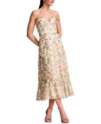 Dress the Population Carina Strapless Sweetheart Floral Bustier Dress