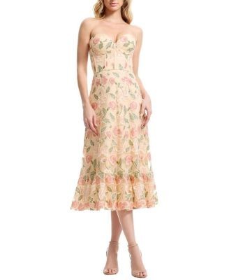 Dress the Population Carina Strapless Sweetheart Floral Ruffle Dress