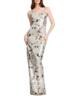 Dress the Population Cammie V-Neck Floral Sequin Mermaid Gown