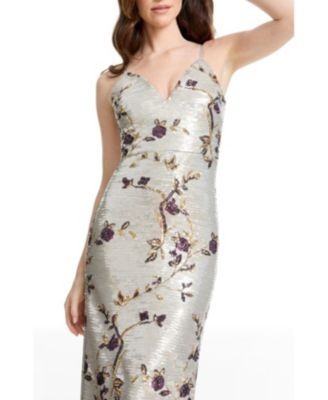 Dress the Population Cammie V-Neck Floral Sequin Mermaid Gown