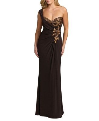 Mac Duggal One Shoulder Embellished Jersey Gown