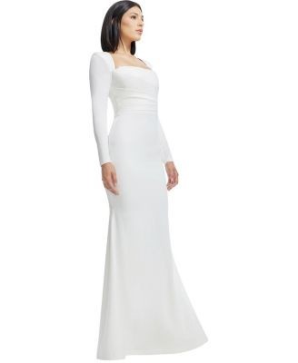 Dress the Population Delores Long Sleeve Square Neck Mermaid Gown