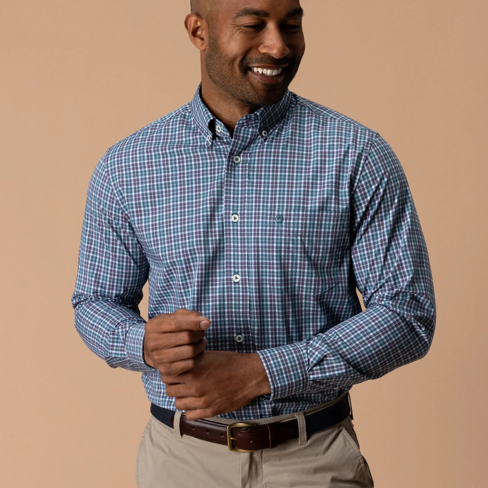 Performance Poplin Sport Shirt - Fraiser Plaid - Stormy Teal