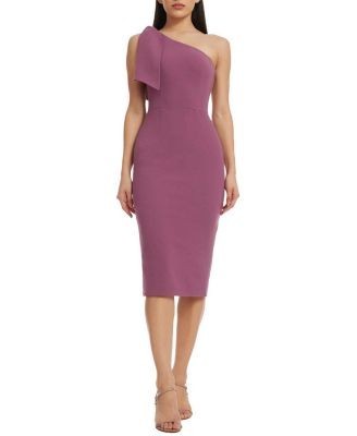 Dress the Population Tiffany One Shoulder Bow Midi Dress