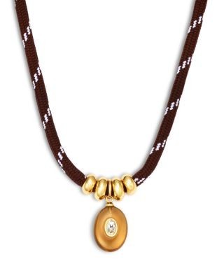 Aqua Crystal & Stone Cord Pendant Necklace, 16-18 - Exclusive