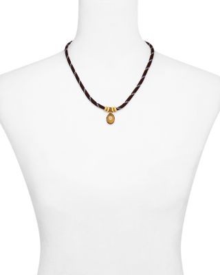 Aqua Crystal & Stone Cord Pendant Necklace, 16-18 - Exclusive