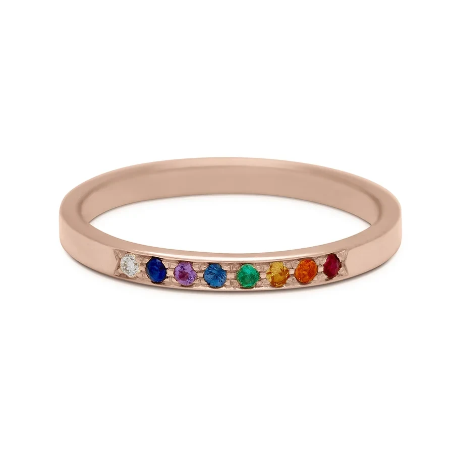 Hazeline Rainbow Pointe Band - 14k Gold & Rainbow Sapphires