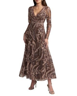 Mac Duggal Petite Beaded Embroidered Maxi Dress