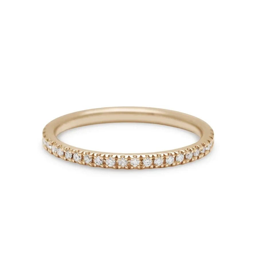 Eleonore 3/4 Pave Band - 14k Gold & White Diamonds