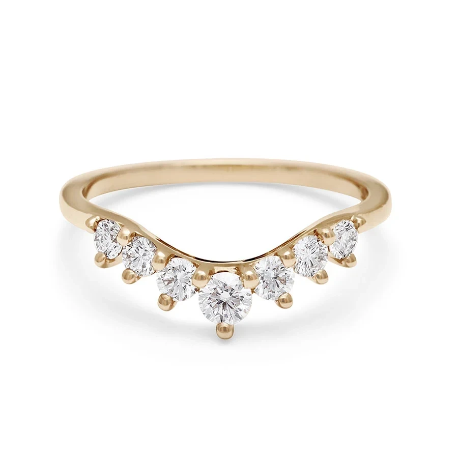 Cosmic Tiara Curve Band - 14k Gold & White Diamonds