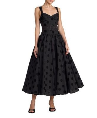 Mac Duggal Polka Dot Belted Midi Dress