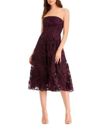 Dress the Population Kailyn Strapless Embroidered Fit-and-Flare Dress