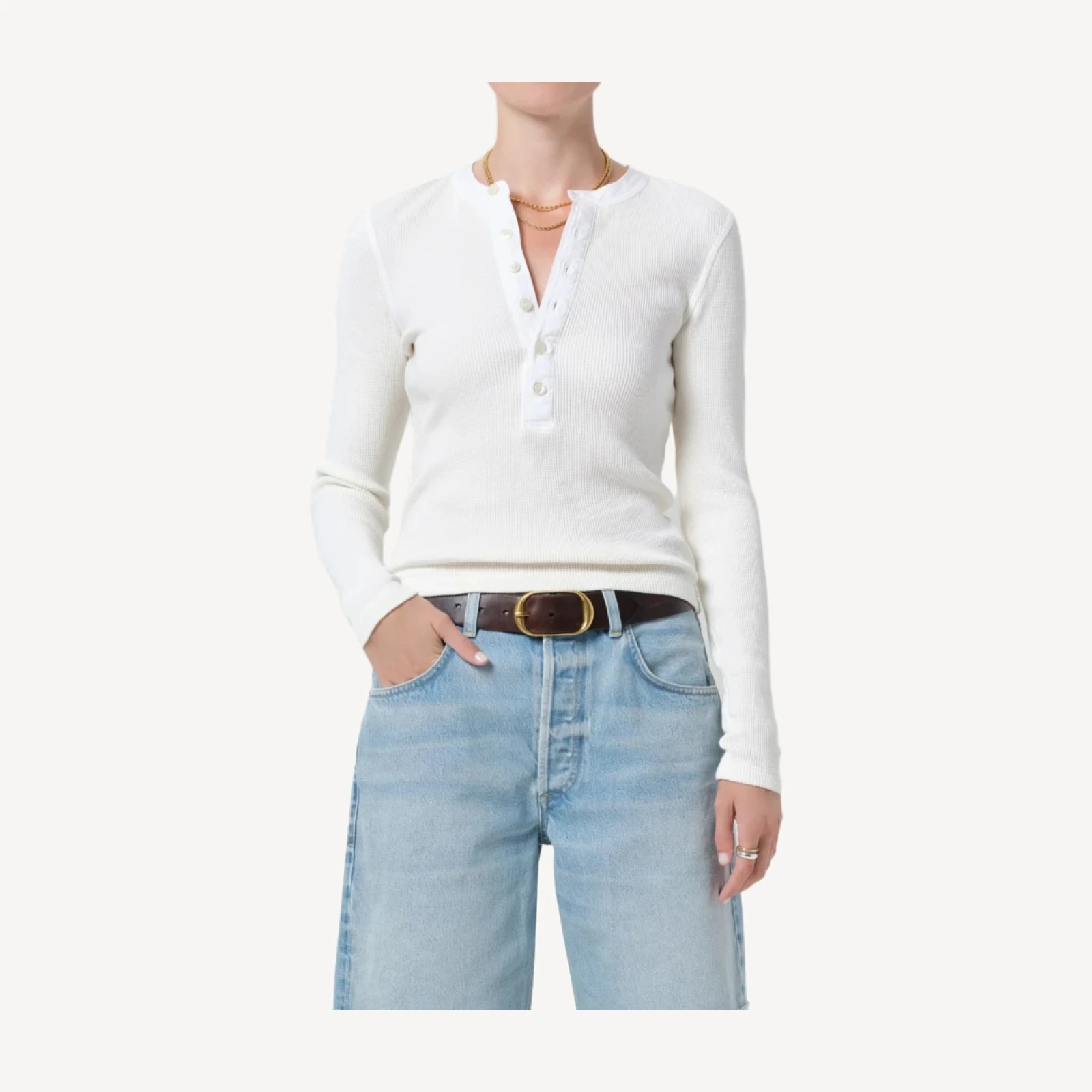 Drea Waffle Henley in Pashmina