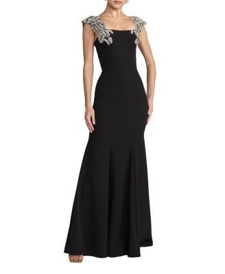 Mac Duggal Crepe Mermaid Gown With Embellished Straps