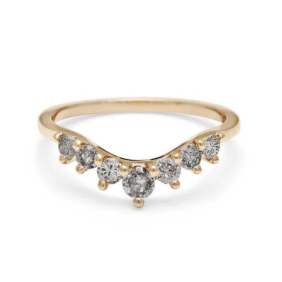 Cosmic Tiara Curve Band - 14k Gold & Grey Diamonds