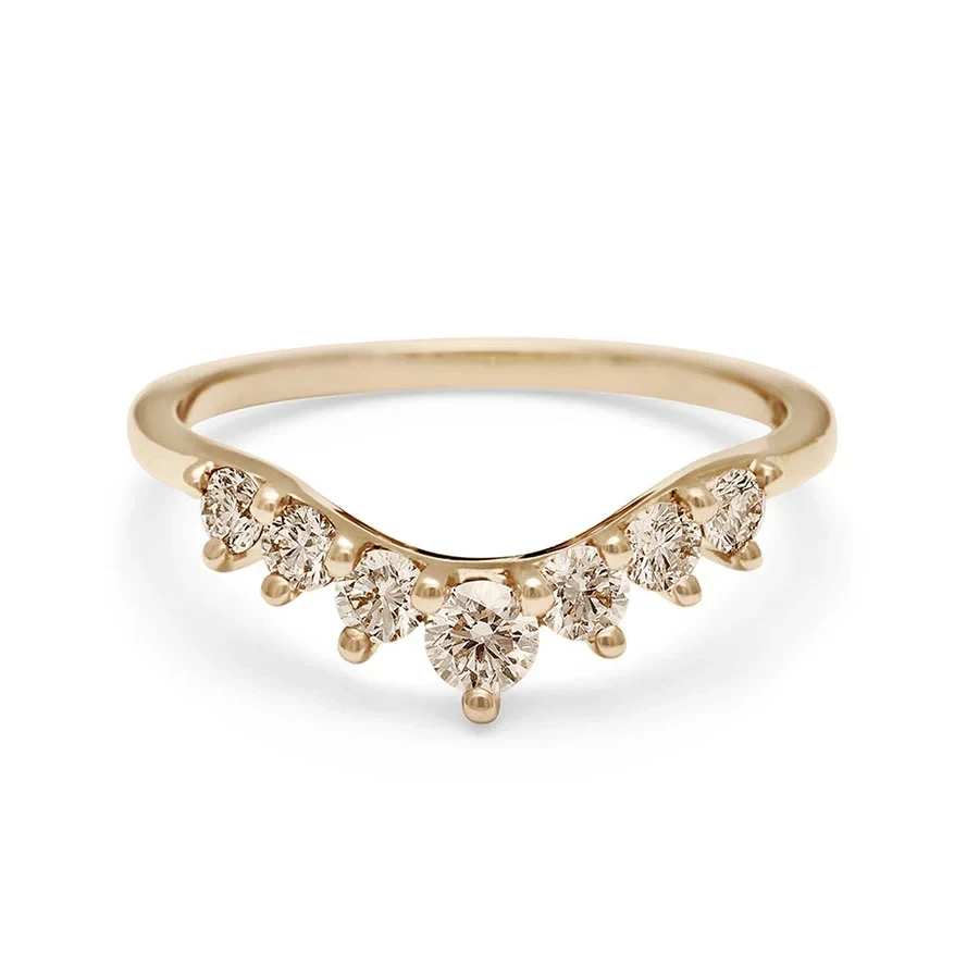 Cosmic Tiara Curve Band - 14k Gold & Champagne Diamonds
