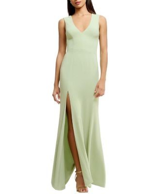 Dress the Population Sandra V-Neck High Slit Fitted Gown