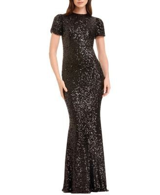 Dress the Population Kenzie Short Sleeve Sequin Mermaid Gown