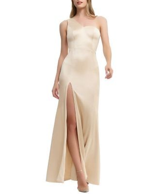 Dress the Population Magdalyn One Shoulder Satin High Slit Gown