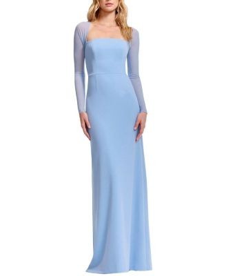 Dress the Population Maxwell Long-Sleeve A-Line Crepe Gown