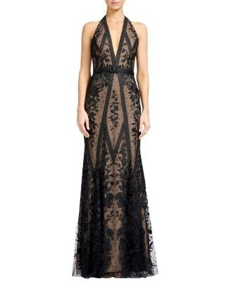 Dress the Population Devin Embroidered Halter Dress