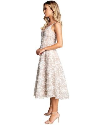 Dress the Population Elisa 3D Floral Applique V-Neck Dress