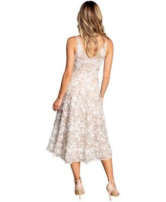 Dress the Population Elisa 3D Floral Applique V-Neck Dress