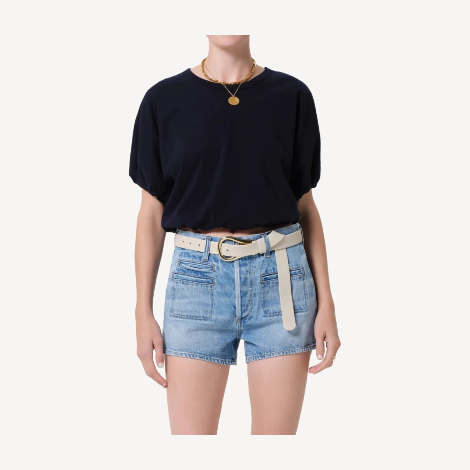 Gia Bubble Tee in Navy