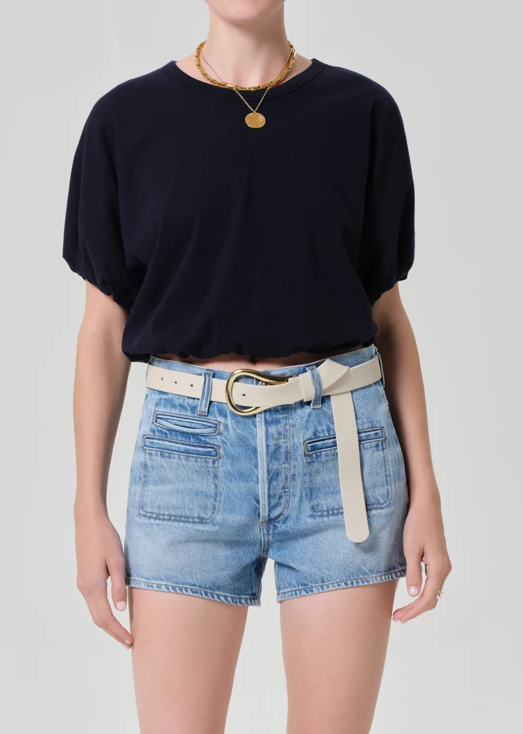Gia Bubble Tee in Navy