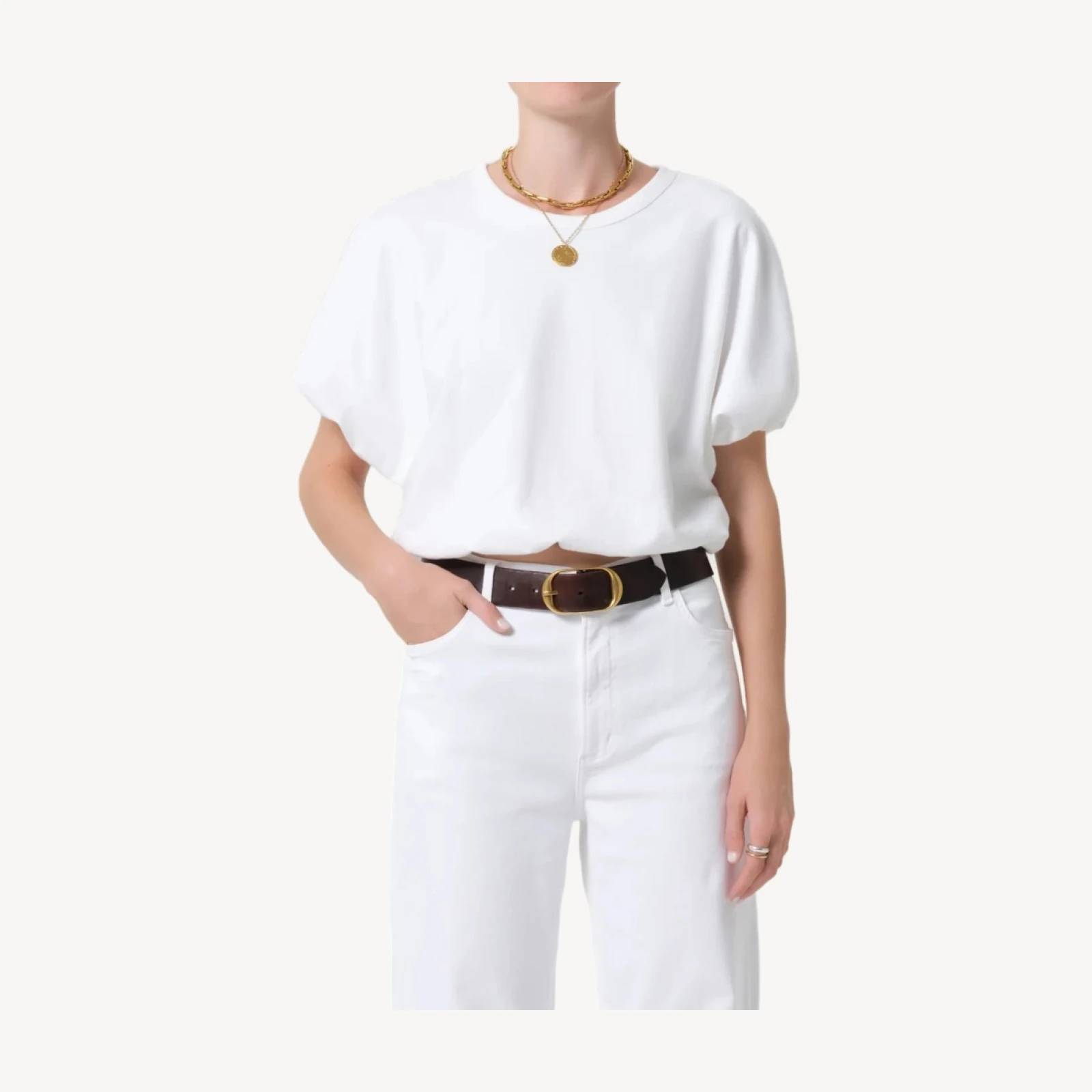 Gia Bubble Tee in Soft White