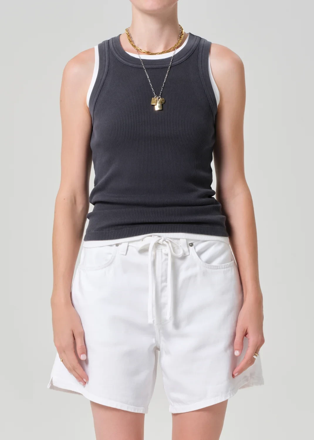 Isabel Rib Tank in Charcoal Mineral