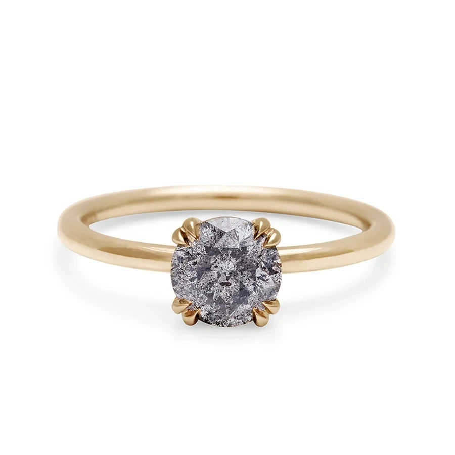 Eleonore Delicate Ring - 14k Gold & Grey Diamond (1.00ct)
